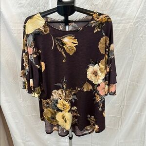 Glitz Girlz Purple and Yellow Asymmetrical Long Sleeve Tee